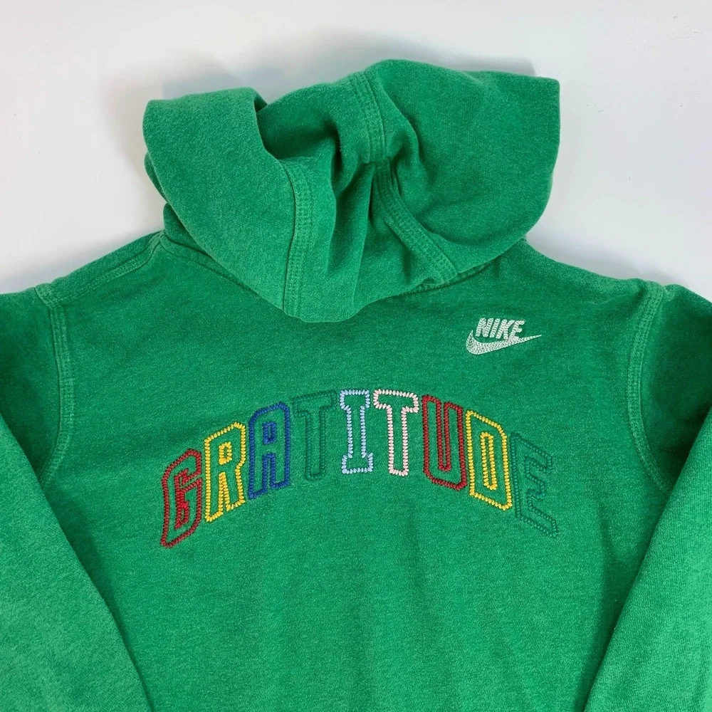 Nike Boy's Gratitude Embroidered Cotton Pullover Pocket Hoodie‎ SIze XL
